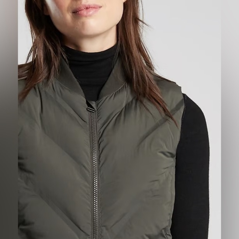 Athleta Olive Green Quilted Puffer Vest